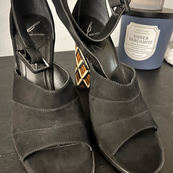 Size 9 Black Suede Brian Atwood open toed heels -new - Picture 4 of 7